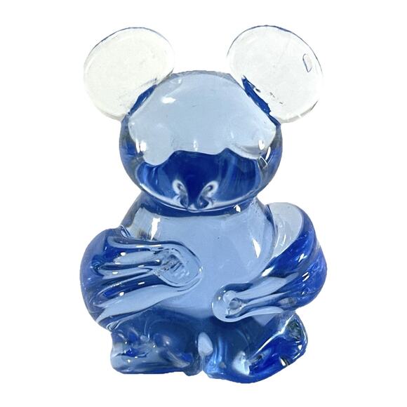 Fenton Style Blue Art Glass Koala Bear Figurine 2.5” Hand Blown Glass Animal - Picture 1 of 7